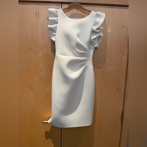 Eliza J Cream Ruffle Sleeve Dress